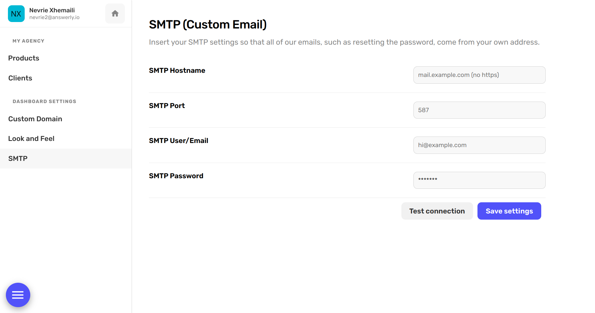 SMTP Settings